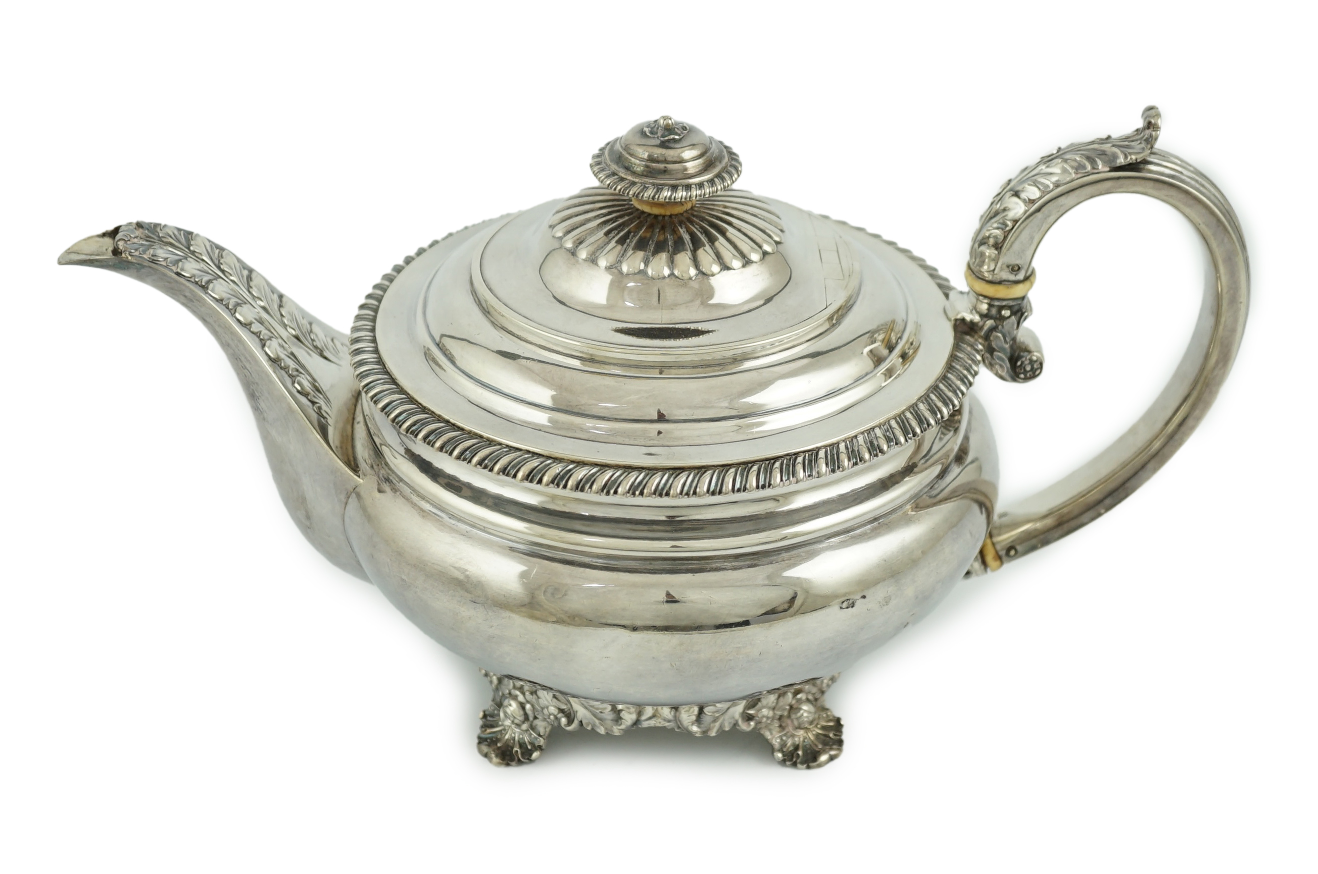 A George IV silver squat circular teapot, by Eames & Barnard, CITES Submission reference T3L2X894